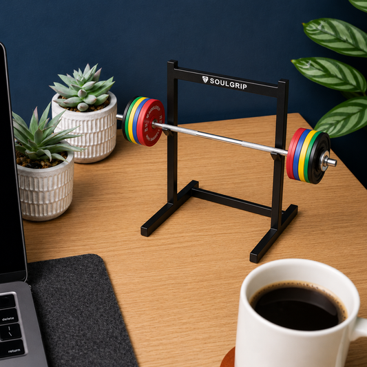 Mini Barbell Squat Rack — Desk Powerlifting Set with Bar & 10 Plates