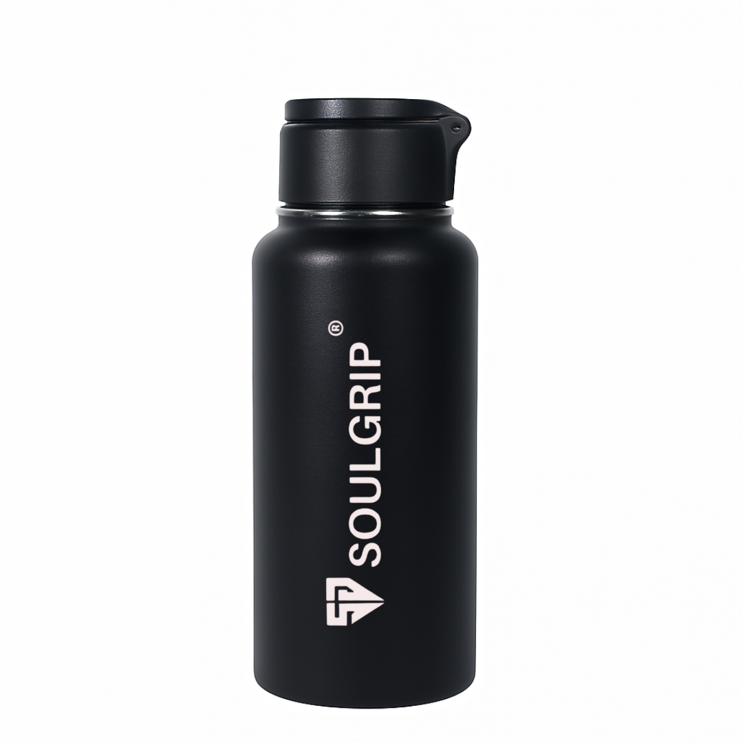 SOULBOTTLE MAGX – 1L Steel Bottle with Magnetic Phone Mount & Tripod Cap (Black & White)
