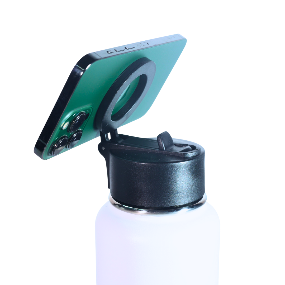 SOULBOTTLE MAGX – 1L Steel Bottle with Magnetic Phone Mount & Tripod Cap (Black & White)