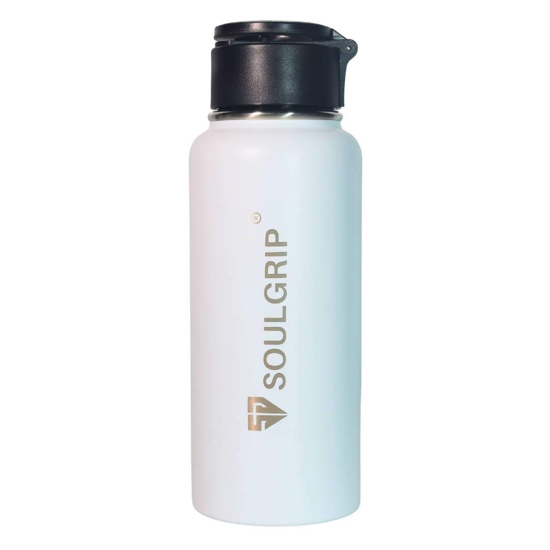 SOULBOTTLE MAGX – 1L Steel Bottle with Magnetic Phone Mount & Tripod Cap (Black & White)