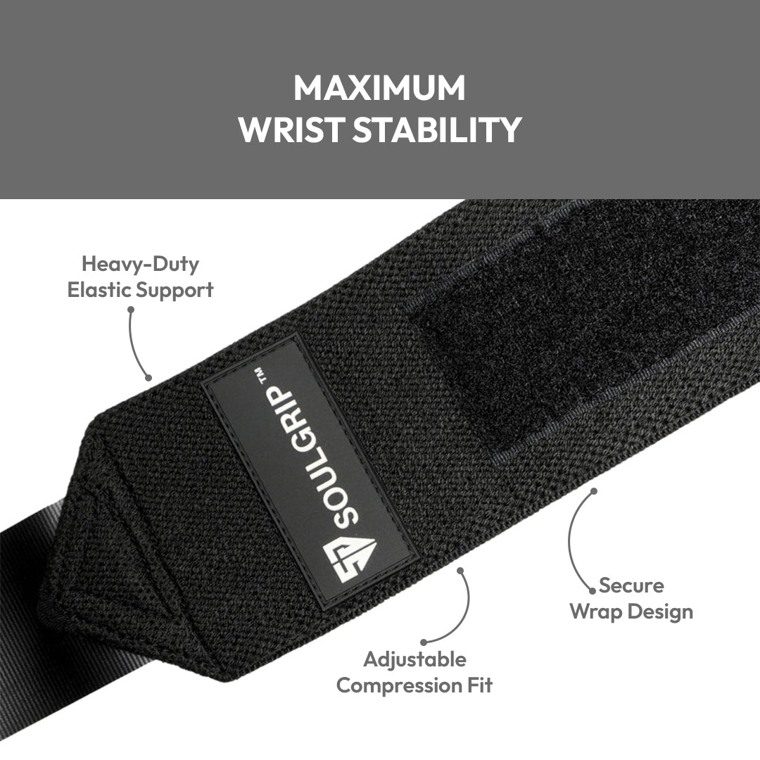 Black-Pro Wrist Wrap - Deadlift Wrist Wraps - Deadlift Grip Straps