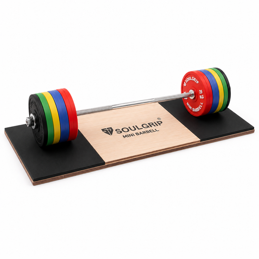Mini Barbell Deadlift Platform — Wooden Platform, Bar & 10 Plates